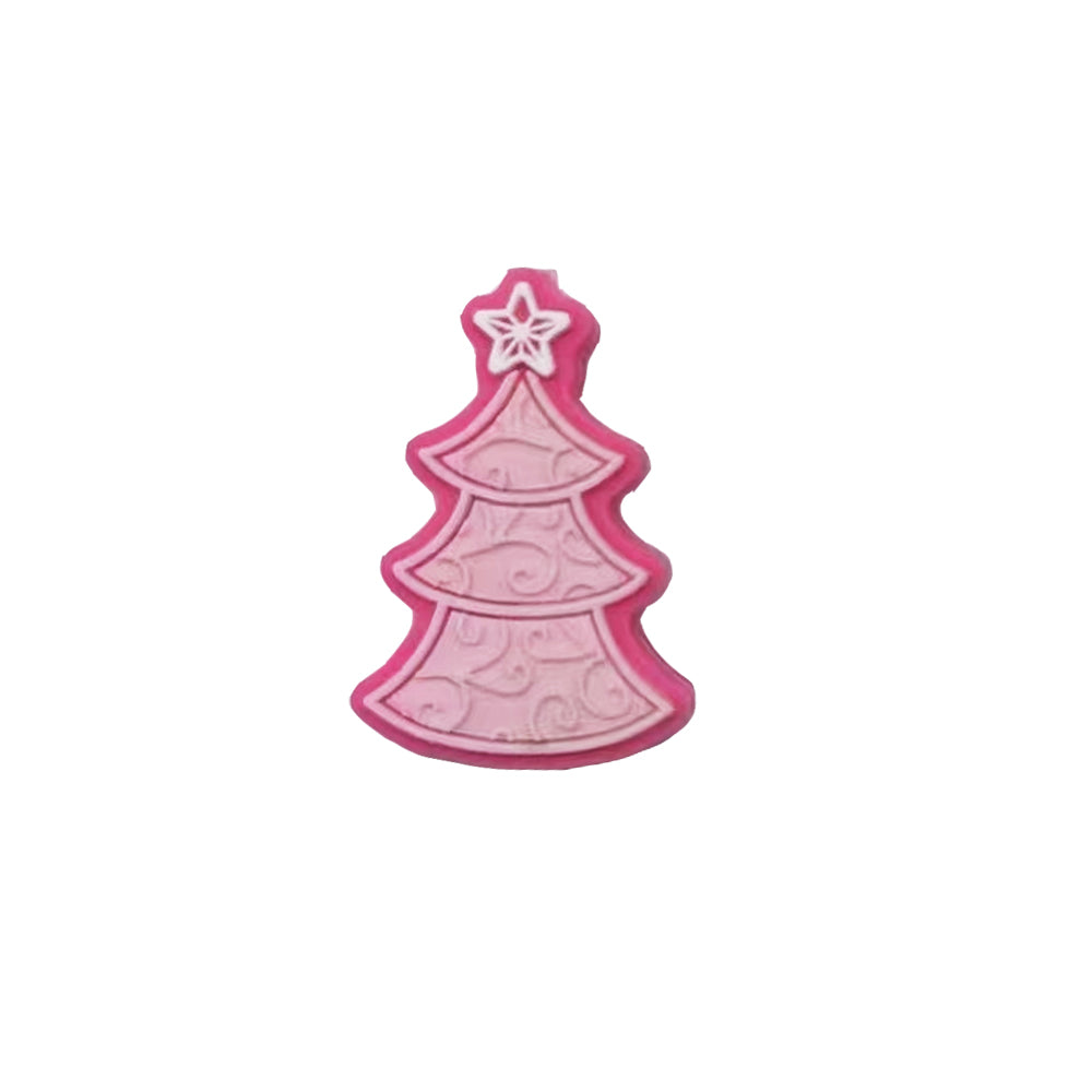Wholesale 10pcs Cartoon Christmas Star Christmas Tree Pattern Silicone Beads